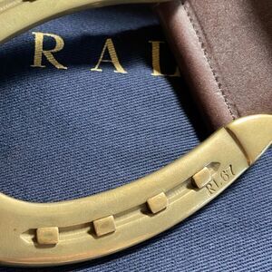 Ralph Lauren * Made in Italy Equestrian Inspired Brown Vachetta Horseshoe Belt